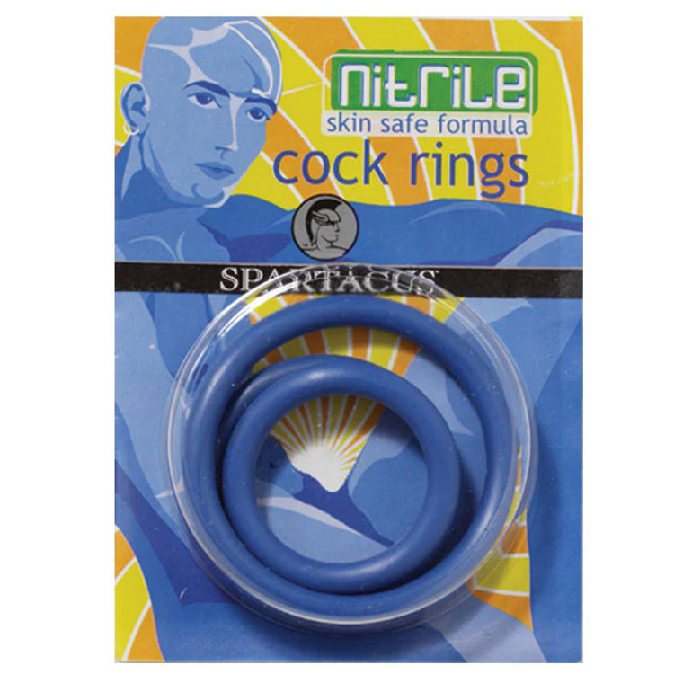 Spartacus Nitrile Cock Ring Set, Blue