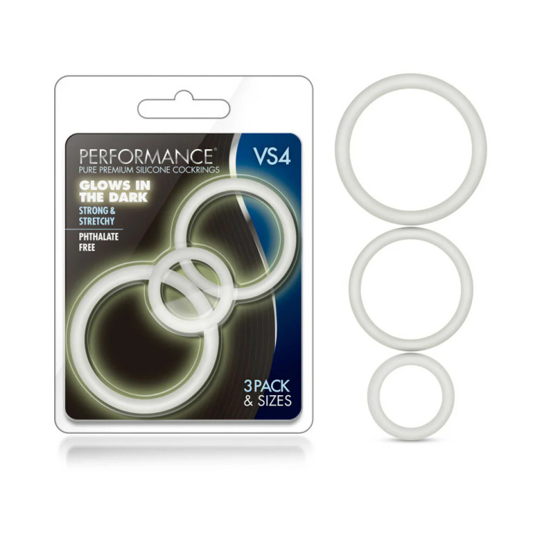 Performance VS4 Pure Premium Silicone Cock Rings 3-Pack Set, White