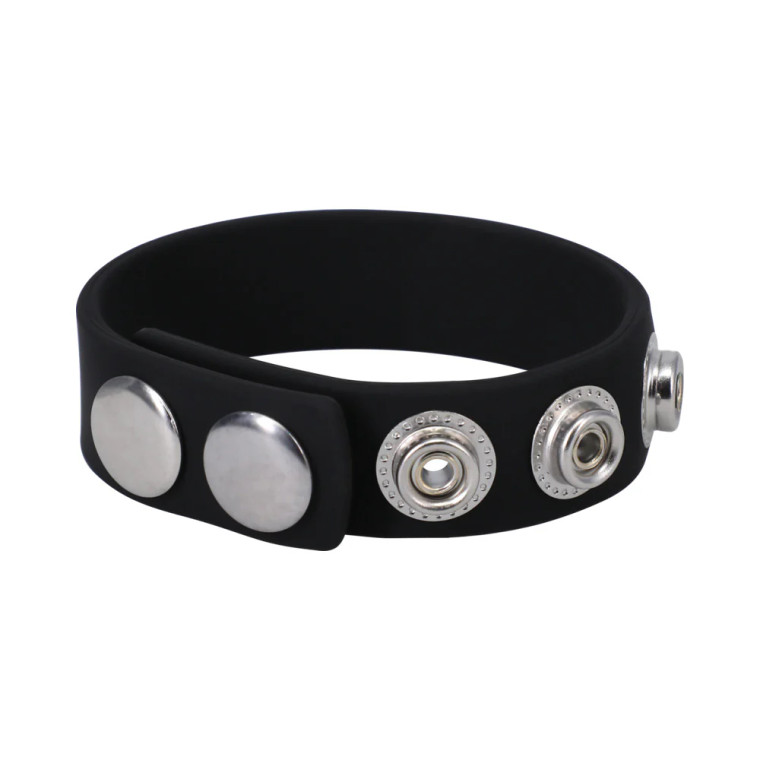 Rock Solid The Silicone 5 Snap Cock Ring, Black
