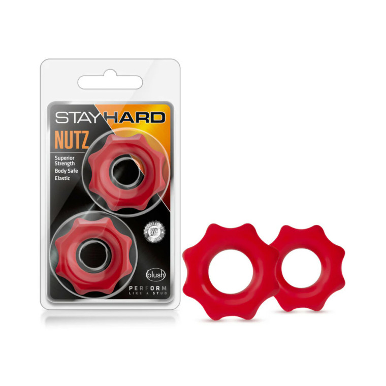 Stay Hard Nutz Cock Ring 2-Pack, Red