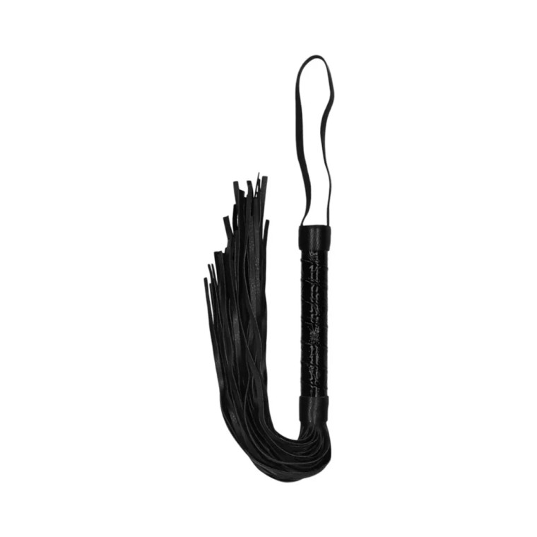 Ouch! Luxury Diamond-Patterned Whip Flogger, Black