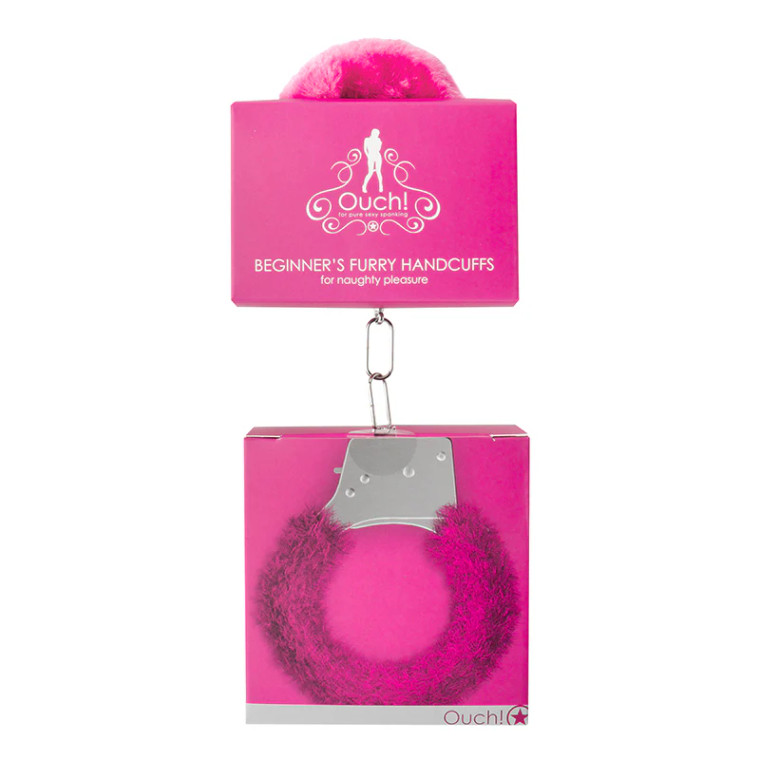 Ouch! Beginner's Furry Handcuffs With Quick-Release, Pink