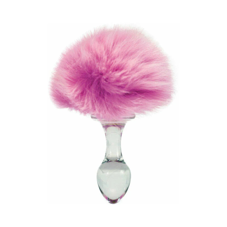 Crystal Delights Magnetic Bunny Tail Glass Plug, Pink