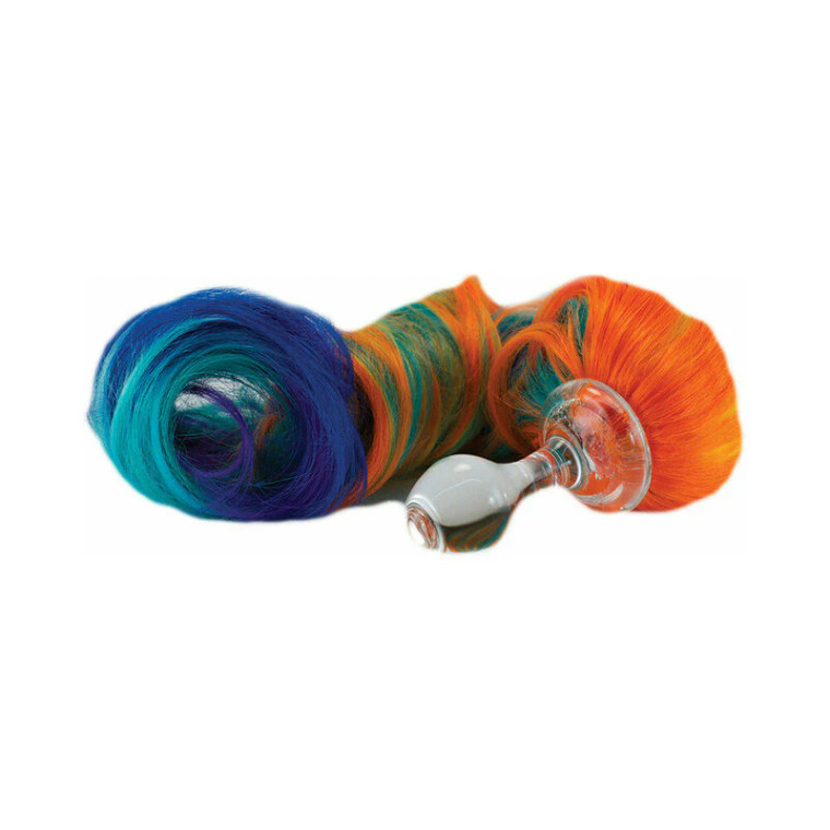 Crystal Delights Minx Pony Tail Glass Plug, Rainbow