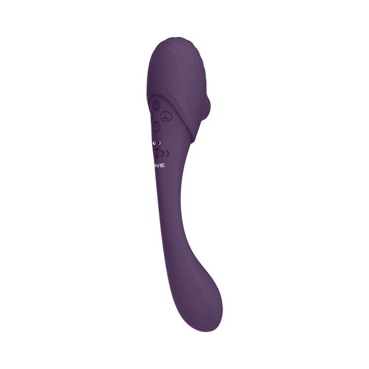 VIVE MIRAI Rechargeable Double Ended Pulse Wave & Air Wave Bendable Silicone Vibrator, Purple