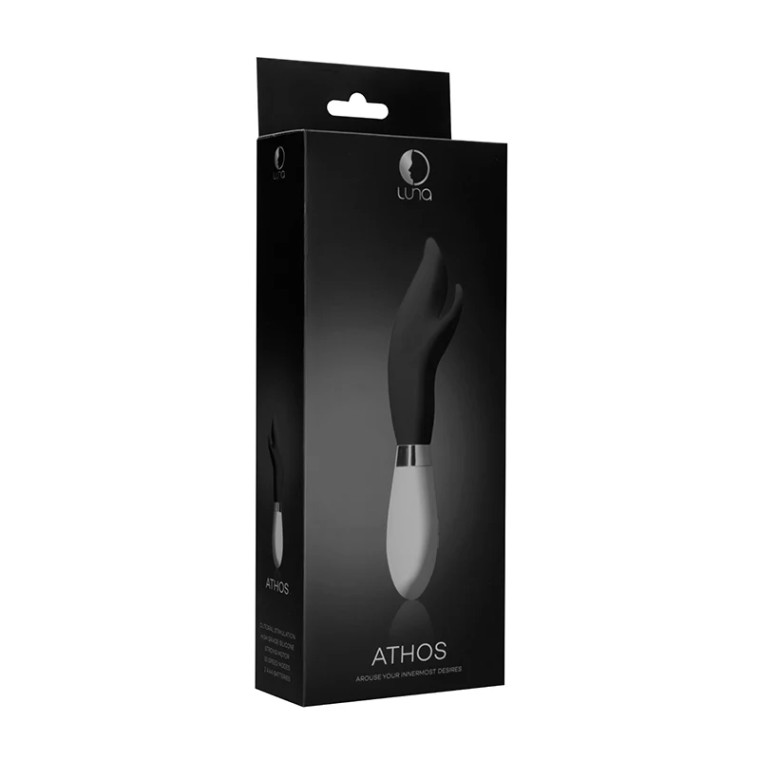Luna Athos 10-Speed Silicone Dual Stimulation Vibrator, Black