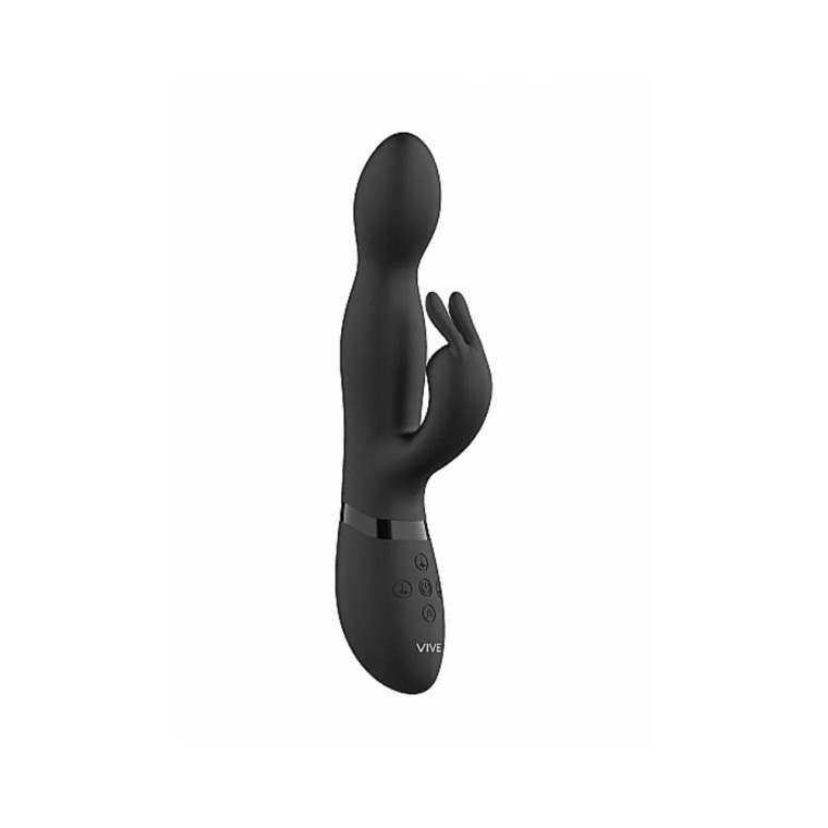 VIVE NIVA Rechargeable 360° Rotating Silicone Rabbit Vibrator, Black
