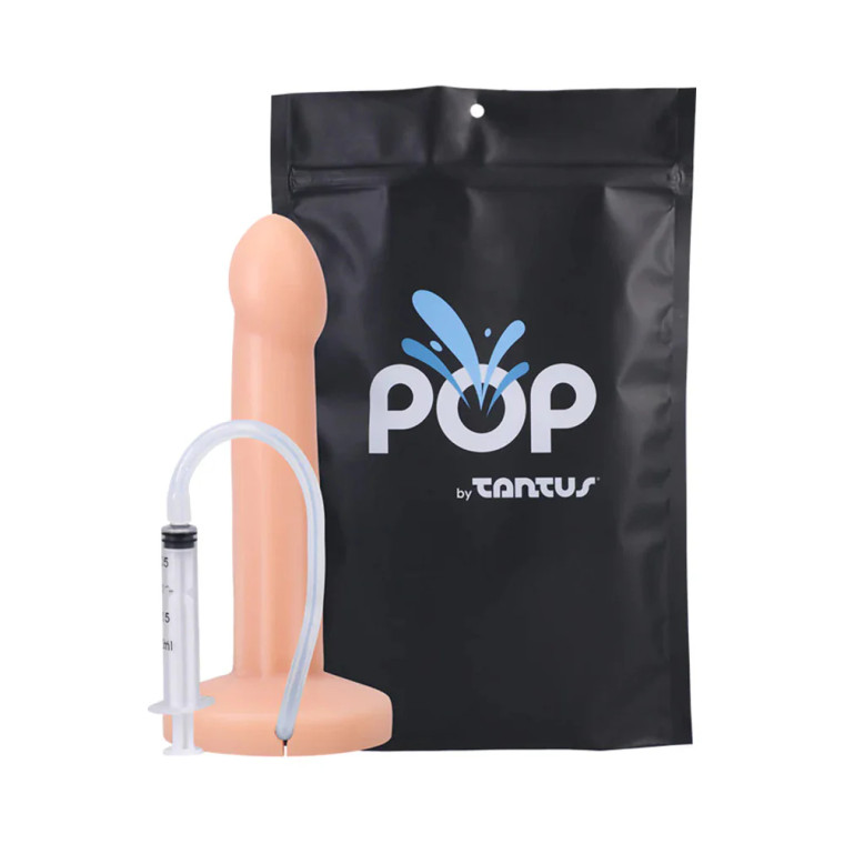 Tantus POP Squirting Dildo, 6.5 Inch Insertable, 1.5 Inch Max Width, Cream, Bag Package Tantus POP Squirting Dildo, 6.5 Inch Insertable, 1.5 Inch Max Width, Cream, Bag Package