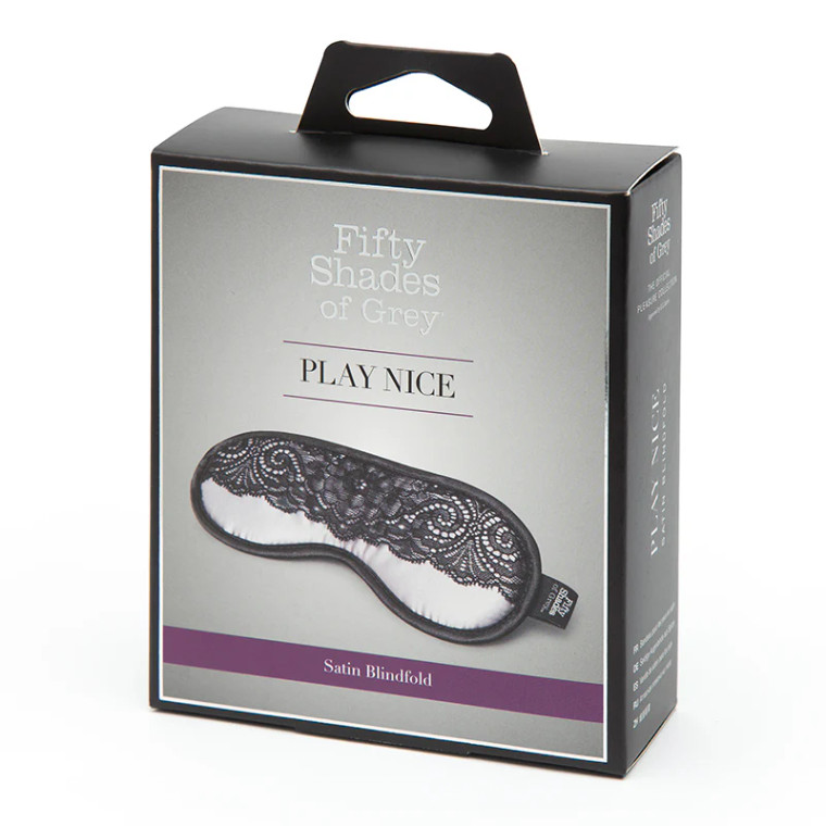 Fifty Shades of Grey Play Nice Satin Blindfold With Lace Trim, Grey