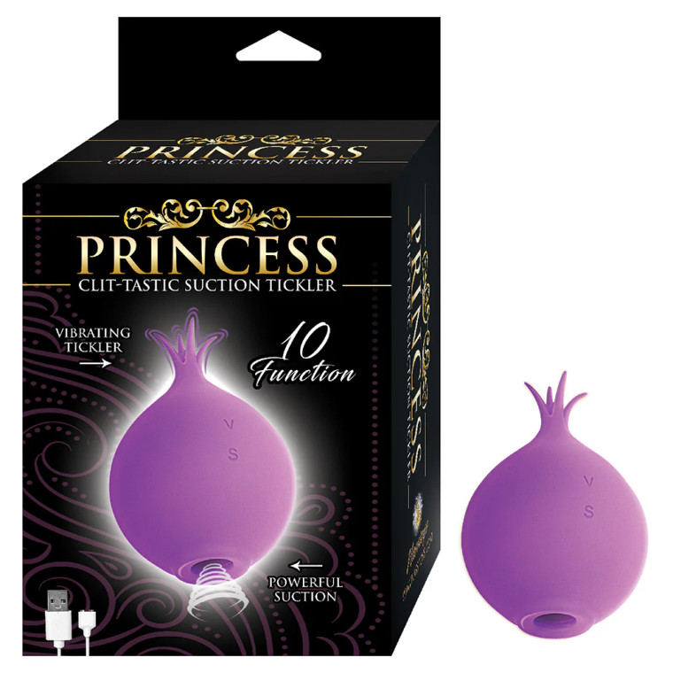 Princess Clit-Tastic Suction Tickler Rechargeable Silicone Vibrator, Lavender