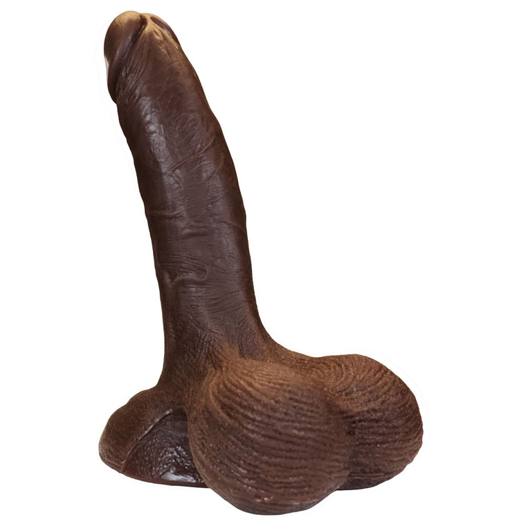 The Rebel by FUKENA - Realistic Dual Density Silicone Dildo with Balls & Suction Cup, 7.0 Inch Insertable, 2.2 Inch Max Width, Dark Skin