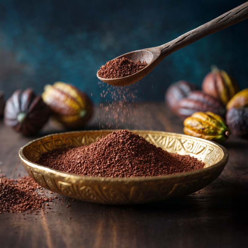 100% cacao nibs made from roasted cacao beans used for baking and snacking