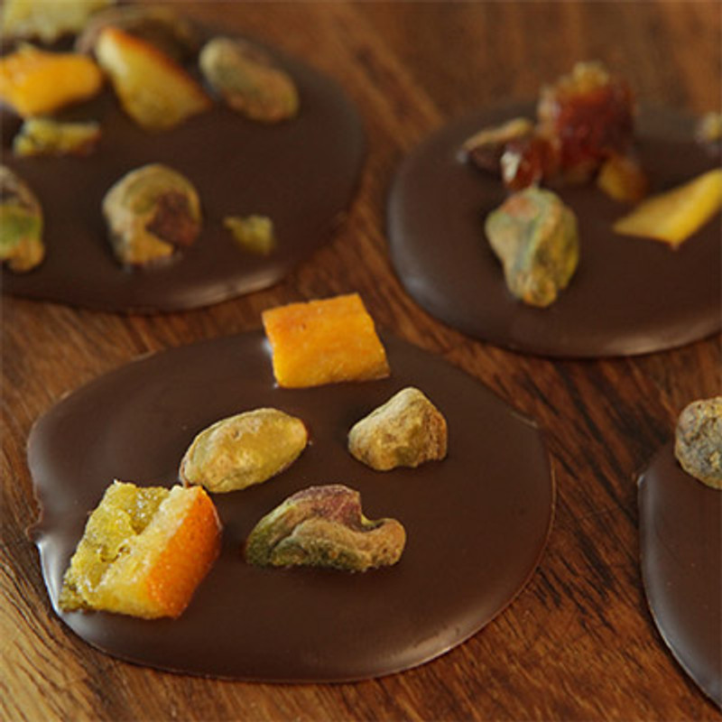 Making California Chocolate Fruit and Nut Coins Making California Chocolate Fruit and Nut Coins