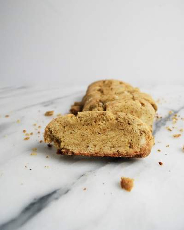 Pistachio Butter in White Chocolate Biscotti