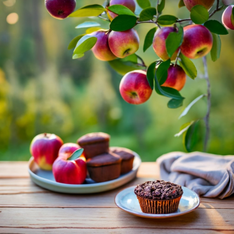 Gluten-Free Chocolate Apple Muffins with Dark Vegan Cocoa