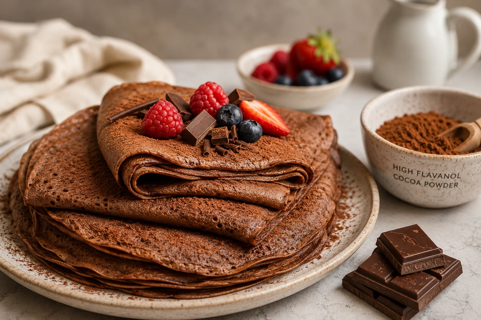 How to Make Soft Chocolate Crepes with High Flavanol Cocoa Powder?