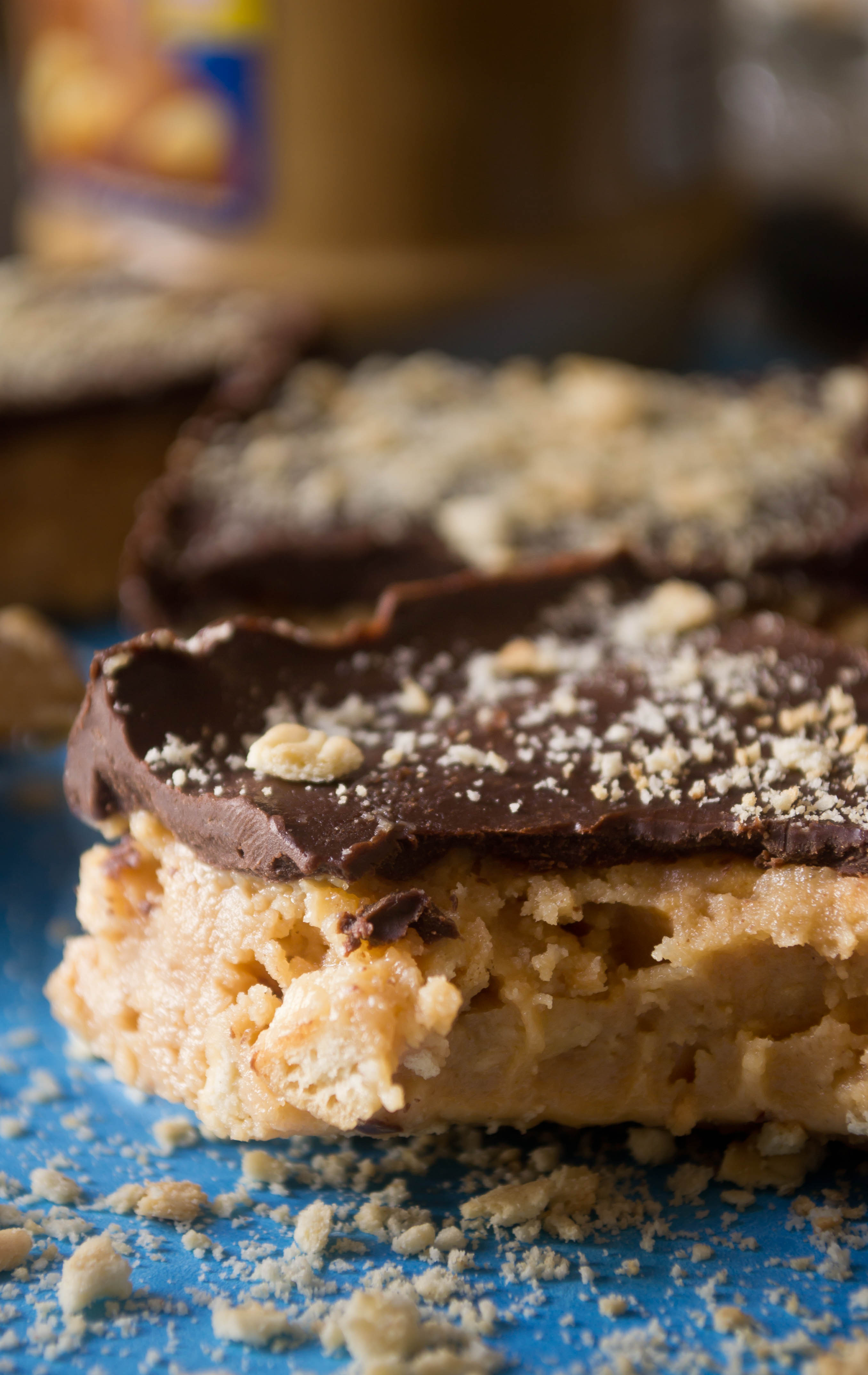 No Bake Peanut Butter Bars with Chocolate