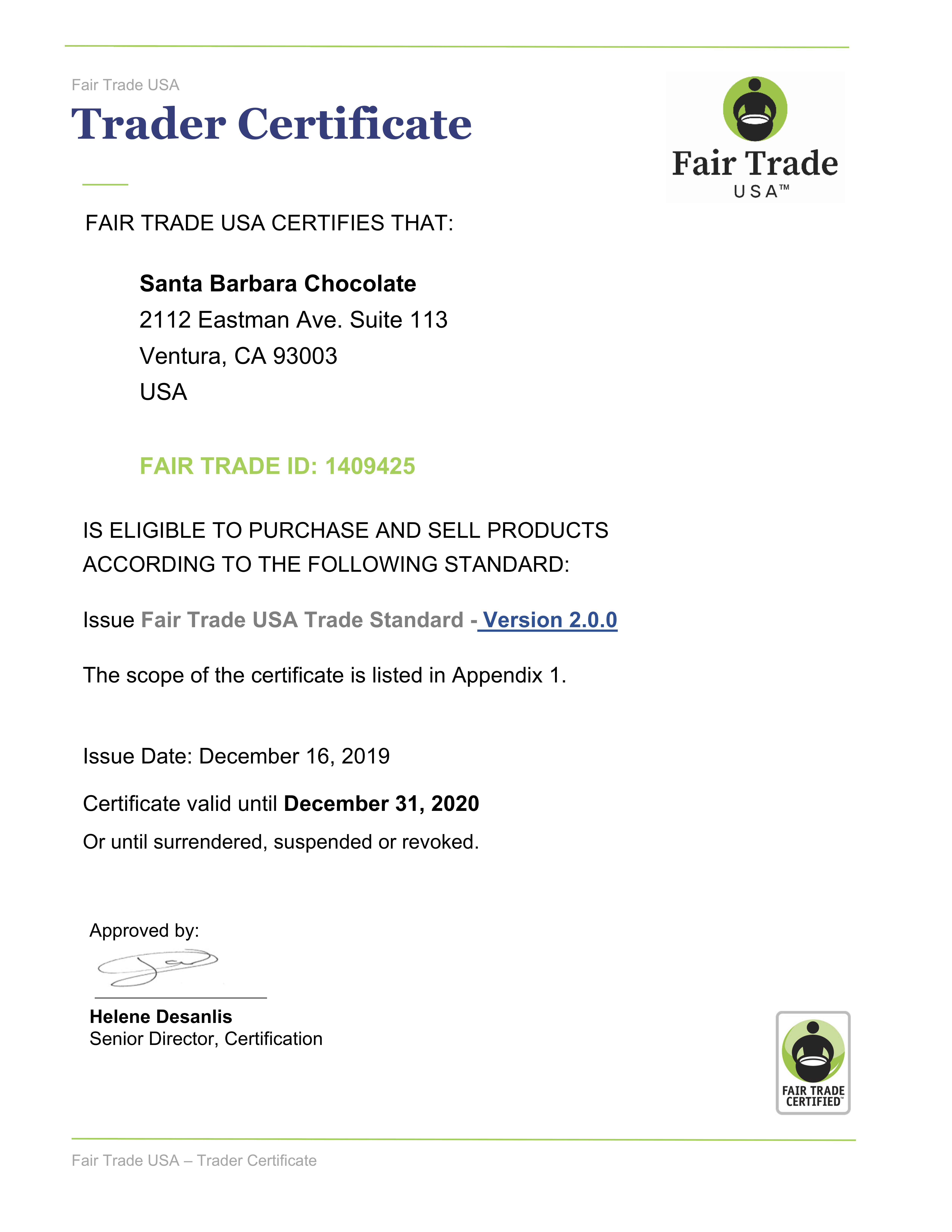 Fair Trade Chocolate and Fair Trade Cocoa Powder Certification