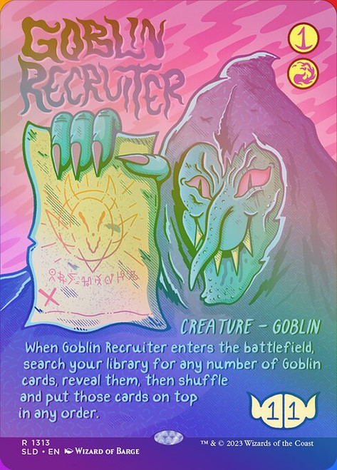 Goblin Recruiter (SLD) (Rainbow Foil) (Borderless) (#1313★)
