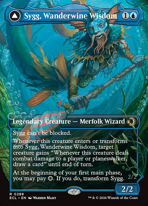 Sygg, Wanderwine Wisdom // Sygg, Wanderbrine Shield (ECL) (Foil) (Borderless) (#288)