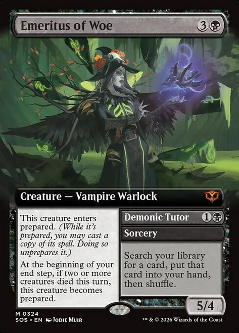 Emeritus of Woe // Demonic Tutor (SOS) (Foil) (Extended Art) (#324)