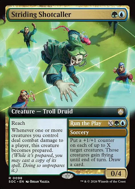 Striding Shotcaller // Run the Play (SOC) (Extended Art) (#98)