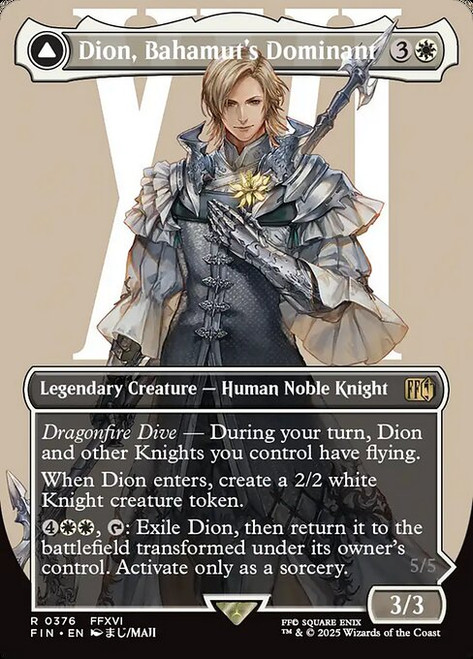 Dion, Bahamut's Dominant // Bahamut, Warden of Light (FIN) (Foil) (Borderless) (#376) Dion, Bahamut's Dominant // Bahamut, Warden of Light (FIN) (Foil) (Borderless) (#376)