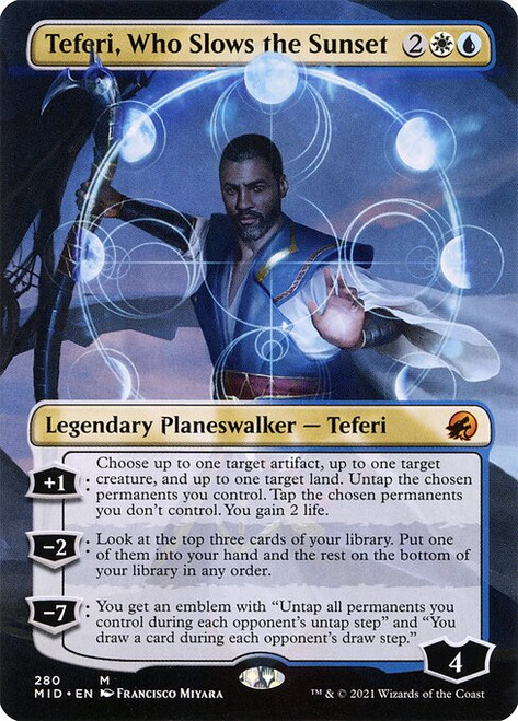 Teferi, Who Slows the Sunset (MID) (Foil) (Borderless) (#280)