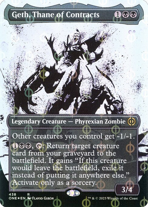 Geth, Thane of Contracts (ONE) (Step-and-Compleat Foil) (Showcase) (#438)