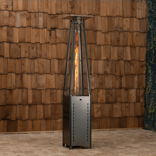 LPG Square Pyramid Flame Patio Heater - Hammered Platinum