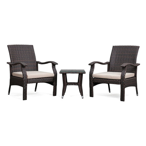 Miles Outdoor Deep Seating Wicker Bistro Set