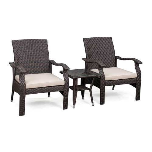 Miles Outdoor Deep Seating Wicker Bistro Set