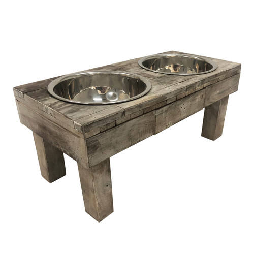 Huntley Berjen Large Table Double Feeder - Brown Wash