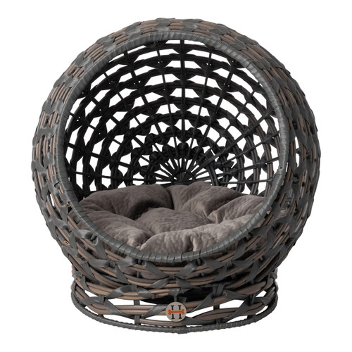 Huntley Hemisphere Rattan Pet Bed - Grey