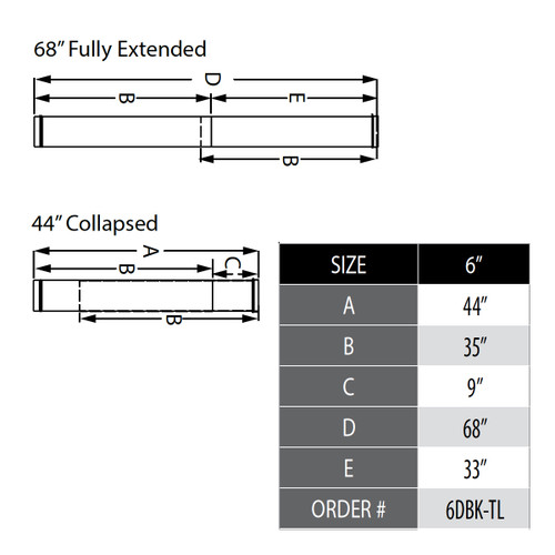 Telescoping Length w/Trim 6" DuraBlack