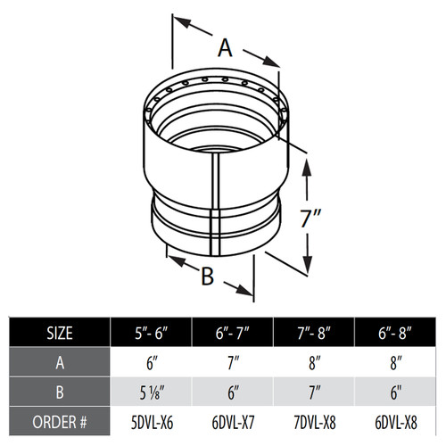 DVL Increaser - 6" to 8"