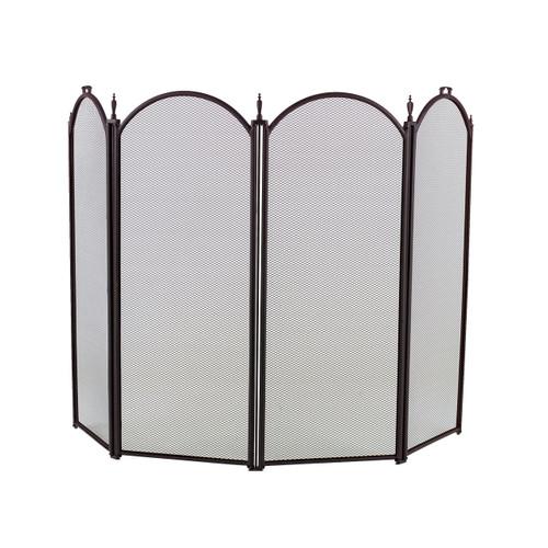 4 Fold Arched Fireplace Screen, Black Finish