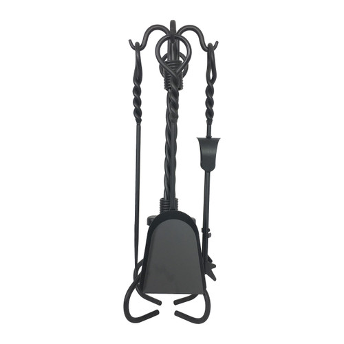 5 Piece Black Wrought Iron Stove Tool Set