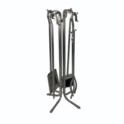 Stainless Steel Wrought Iron Fireplace Tool Set - 5 Piece