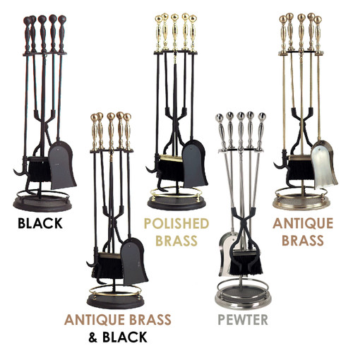 Fireplace Tool Set With Rail - 5 Piece
