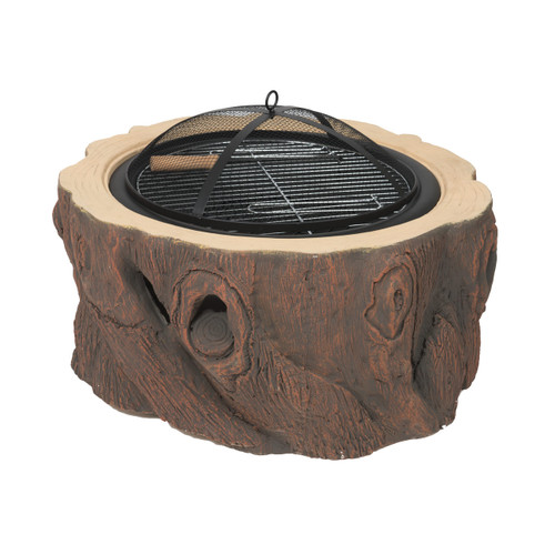 Wood Burning Fire Pit - Stump Design - Brown