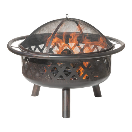 Criss Cross Design Wood Burning Fire Pit - Bronze
