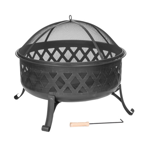 Wood Burning Fire Pit - Diamond Design - Black