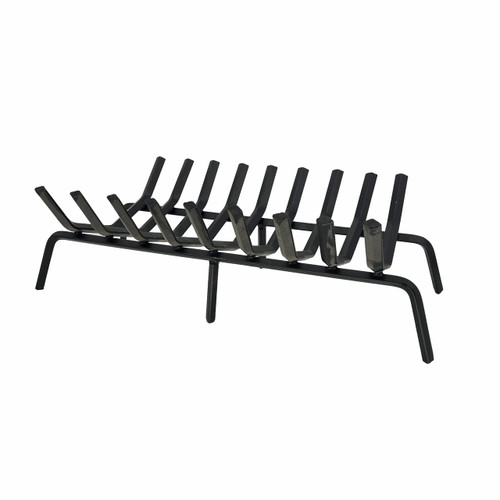 Black Steel Large Fireplace Grate - 32.5"