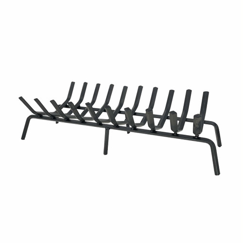 Black Steel Large Fireplace Grate - 36.5"