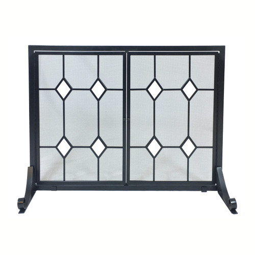 Fireplace Screen with Doors - Diamond Design - 33"H x 44"W x 14"D