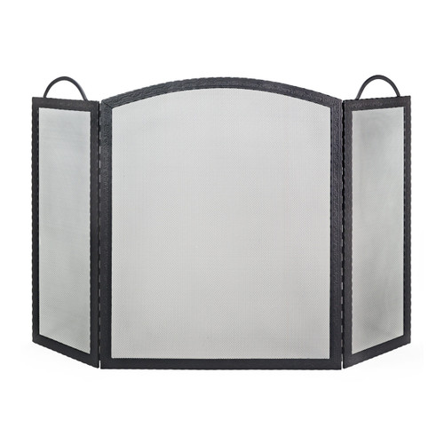 Black Arched Fireplace Screen - 3 Fold - 32.5"H x 52"W