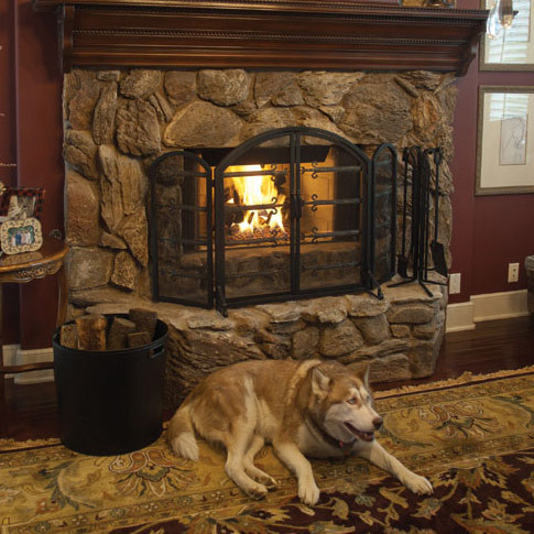 Fireplace Screen with Doors - Sword Design - 32"H x 54"W