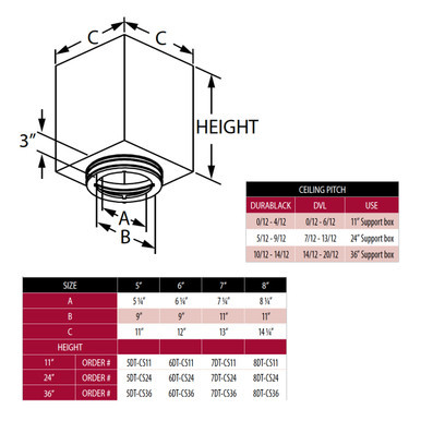 DuraTech Stainless Steel Square Support Box - 24" w/Flue Extension