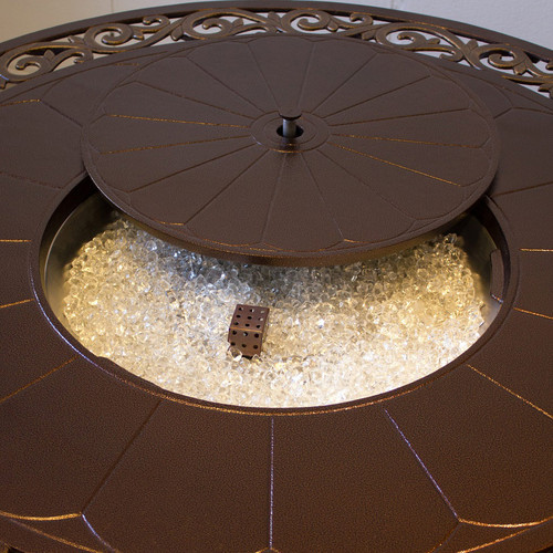 AZ Patio Heaters Outdoor Round Aluminum Propane Fire Pit with Scroll Design